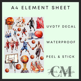 Basket ball A4 uvdtf element sheet