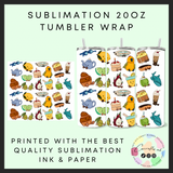 Jelly teddys summer Sublimation 20oz tumbler wrap
