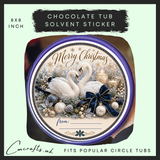 Blue Swans chocolate tub solvent sticker