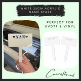White 25cm acrylic name stake